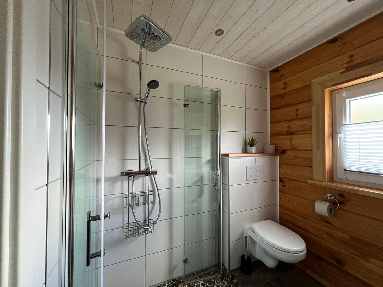Duschbad mit ebenerdiger Dusche und WC